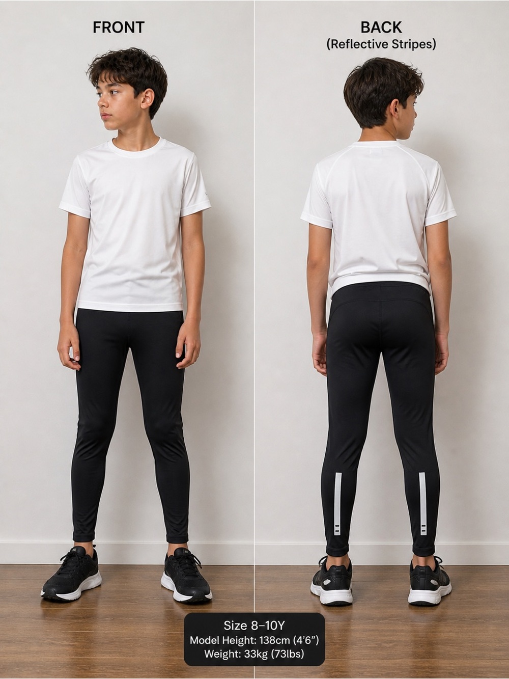 H&M Sport Boys Black Athletic Leggings Pants Size 8–10Y